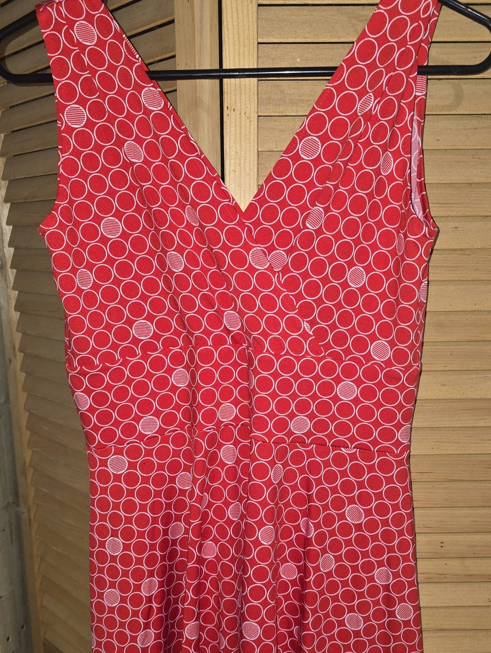Karina Red Polka Dot V-Neck A-Line Dress Size S/M - Picture 2 of 3